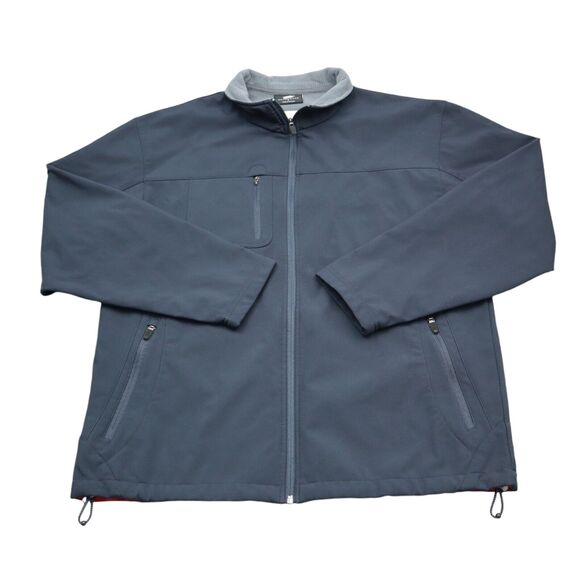 Ultraclub Jacket Mens Navy L Soft Shell Solid Full Zip Style # 8280 Logo on back - Picture 1 of 16